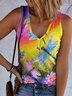 Lässig V-Ausschnitt Farbverlauf Tanktop Oberteile