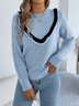 Damen Baumwolle Unifarben Langarm Bequem Lässig Pullover