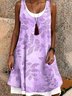 Damen Geblümt Sommer Kleid Rundhals Ärmellos A-Linien-Kleid
