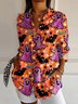 Hemdkragen Langarm Halloween Regelmäßig Weit Bluse für Damen