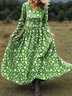 Damen Geblümt Frühling/Herbst Kleid V-Ausschnitt Langarm A-Linien-Kleid