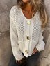 Damen Baumwolle Unifarben Langarm Bequem Lässig Pullover