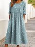 Damen Gestreift Sommer Kleid Rundhals Halbarm A-Linien-Kleid