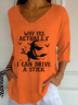 Retro Halloween V-Ausschnitt Dreiviertelärmel T-Shirt