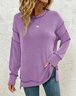 Lässig Rundhals Unifarben Sweatshirt