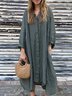 Damen Unifarben Frühling/Herbst Kleid Hemdkragen Langarm Blusenkleid A-Linien-Kleid