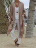 Damen Frühling/Herbst Oberbekleidung Retro Nahtverarbeitung Unifarben Dreiviertelärmel Wickeln Jacke