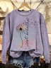 Lässig Rundhals Löwenzahn Sweatshirt