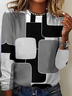 Retro Rundhals Geometrisch Sweatshirt