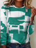 Retro Rundhals Geometrisch Sweatshirt
