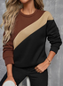 Lässig Rundhals Multifarben Block Sweatshirt Print