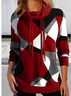 Retro Rollkragen Geometrisch Sweatshirt Print