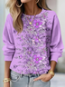 Lässig Rundhals Geblümt Sweatshirt Print