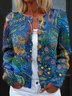 Damen Gestrickt Geometrisch Langarm Bequem Retro Strickjacke