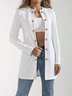 Damen Unifarben Frühling/Herbst Oberbekleidung Lässig Langarm Rundhals Mittellang Blazer