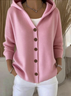 Damen Baumwolle Unifarben Langarm Bequem Lässig Strickjacke