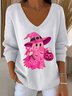 Damen Baumwolle Halloween Langarm Bequem Lässig Pullover