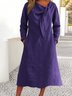 Damen Unifarben Frühling/Herbst Kleid V-Ausschnitt Langarm A-Linien-Kleid