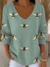 Damen Baumwolle Tier Langarm Bequem Lässig Pullover