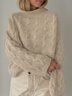 Damen Baumwolle Unifarben Langarm Bequem Lässig Pullover
