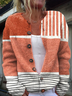Damen Abstrakt Langarm Bequem Lässig Print Strickjacke