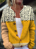 Damen Abstrakt Langarm Bequem Lässig Print Strickjacke