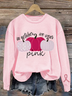 Lässig Rundhals Textbriefe Sweatshirt