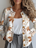 Damen Gestrickt Ahornblatt Langarm Bequem Retro Strickjacke