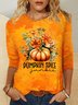 Retro Pflanzen Rundhals Langarm T-Shirt