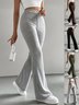 Damen Unifarben Lang Elastische Taille Hose Lässig Frühling/Herbst Hose
