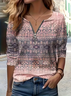 Lässig Rundhals Ethnisch Sweatshirt Print