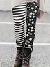 Damen Gestreift Retro Alle Jahreszeiten Lang Leggings