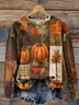 Lässig Rundhals Ahornblatt Sweatshirt Print