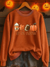 Lässig Rundhals Ahornblatt Sweatshirt Print