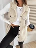 Damen Herbst und Winter Revers Geknöpft Plüsch Tanktop Jacke Weit Temperament Pendeln Nachahmung Lammfell