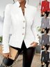Damen Unifarben Frühling/Herbst Oberbekleidung Retro Nahtverarbeitung Langarm Regelmäßig Blazer