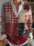 Damen Verlaufsmuster Langarm Bequem Retro Strickjacke