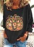 Lässig Geblümt Rundhals Langarm T-Shirt