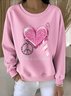 Lässig Rundhals Geblümt Sweatshirt