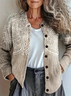 Damen Abstrakt Langarm Bequem Retro Print Strickjacke
