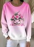 Lässig Rundhals Farbverlauf Sweatshirt