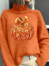Damen Halloween (Kürbis) Langarm Bequem Retro Print Pullover