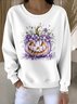 Lässig Rundhals Geblümt Sweatshirt