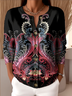 Damen Gestrickt Paisley Langarm Bequem Retro Strickjacke