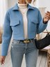 Damen Frühling/Herbst Oberbekleidung Lässig Unifarben Langarm Schalkragen Jacke