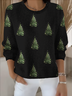 Damen Weihnachten Langarm Bequem Retro Pullover