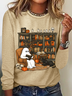 Rundhals Langarm Halloween Regelmäßig Mittlere Elastizität Weit Bluse für Damen