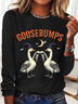 Rundhals Langarm Halloween Regelmäßig Mittlere Elastizität Weit Bluse für Damen