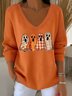 Damen Baumwolle Halloween Langarm Bequem Lässig Pullover