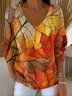 Damen Baumwolle Malerei Langarm Bequem Lässig Pullover